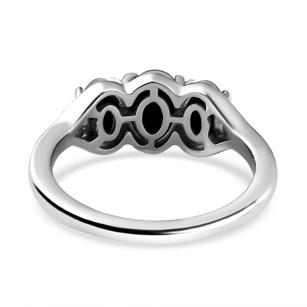 Boulder Opal Triplett und Trilogie-Zirkon Ring, 925 Silber platiniert, 1,53 ct. image number 5