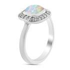 Natürlicher Äthiopischer Opal und Zirkon Halo Ring 925 Silber Platin-Überzug image number 4