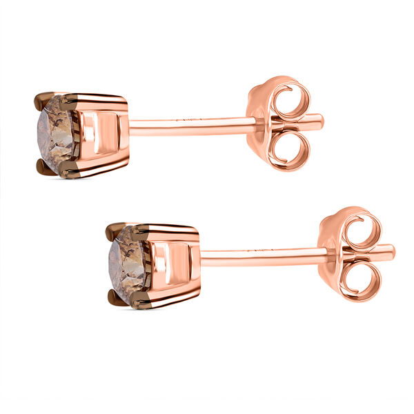 SGL zertifizierte I1-I2 nat&uuml;rliche Champagner-Diamant-Ohrringe - 0,50 ct. image number 4