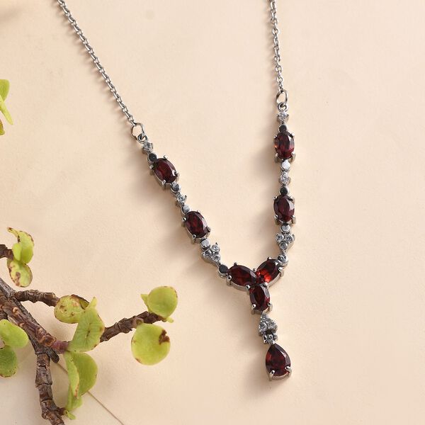 Roter Granat Halskette ca. 45 cm Edelstahl ca. 4.77 ct image number 2