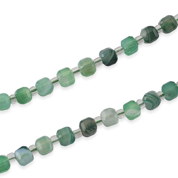 Gr&uuml;ner Achat, Glas Halskette ca. Flexibles cm 316L Edelstahl 85.00 ct image number 2