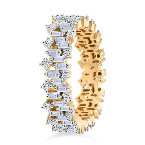 LUXURIANT DIAMOND - Lab Grown Diamant SI-GH SGL zertifiziert Ring, 925 Silber 750 Gelbgold Vermeil (Größe 17.00) ca. 1,00 ct image number 4
