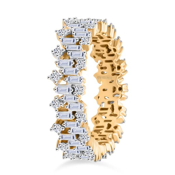 LUXURIANT DIAMOND - Lab Grown Diamant SI-GH SGL zertifiziert Ring, 925 Silber 750 Gelbgold Vermeil (Größe 19.00) ca. 1,00 ct image number 4