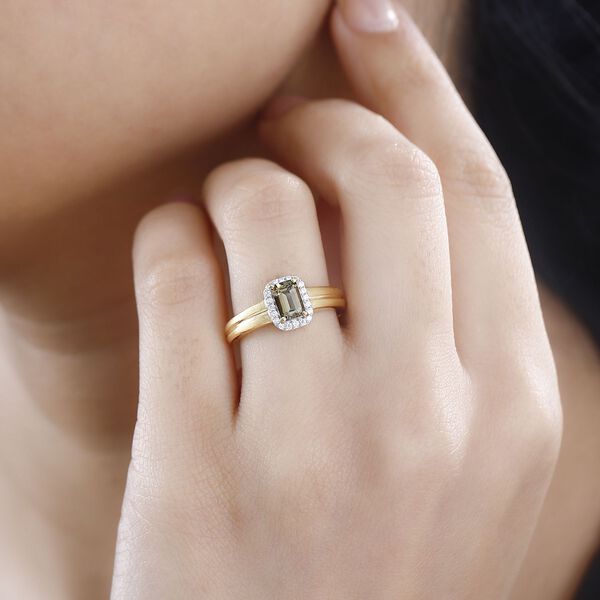 AA natürlicher goldener Tansanit und Moissanit Ring - 0,73 ct. image number 2