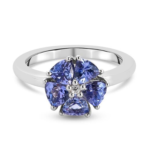 Tansanit und Zirkon Ring 925 Silber Platin-Überzug image number 0