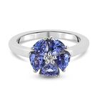 Tansanit und Zirkon Ring 925 Silber platiniert (Größe 16.00) ca. 1,10 ct