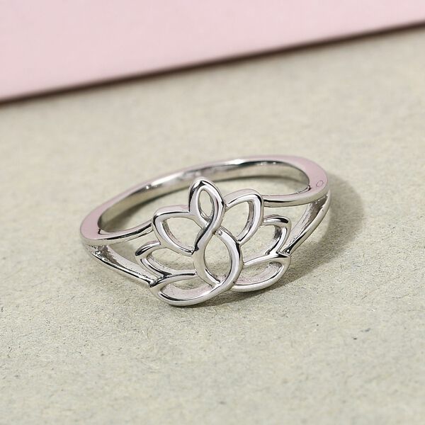 Lotosblumen Ring, 925 Silber platiniert image number 2