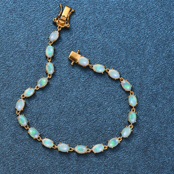 AA Nat&uuml;rliches, &auml;thiopisches Welo Opal Armband, 925 Silber vergoldet