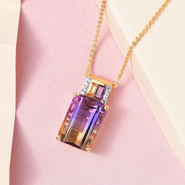 2er Set, AA Ametrin, Citrin und Amethyst Anh&auml;nger mit Kette, 925 Silber Gelbgold Vermeil ca. 7.98 ct image number 3