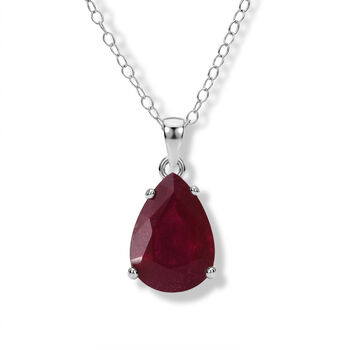 D'Joy Afrikanischer Rubin (Fissure gef&uuml;llt) Schmuckset ca. 45 cm 925 Silber Rhodiniert ca. 7,09 ct.