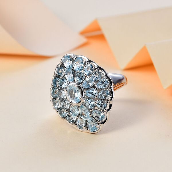 Himmelblauer Topas Ring, 925 Silber rhodiniert (Gr&ouml;&szlig;e 20.00) ca. 5.47 ct image number 2