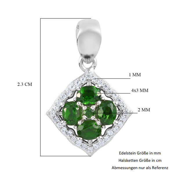 Nat&uuml;rlicher Chromdiopsid und Zirkon Anh&auml;nger 925 Silber platiniert ca. 0,85 ct image number 6