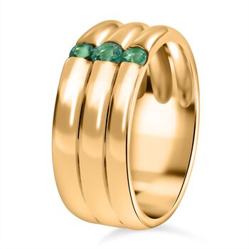 AAA Kagem Sambischer Smaragd Ring, 925 Silber Gelbgold Vermeil, (Gr&ouml;&szlig;e 19.00) ca. 0.41 ct