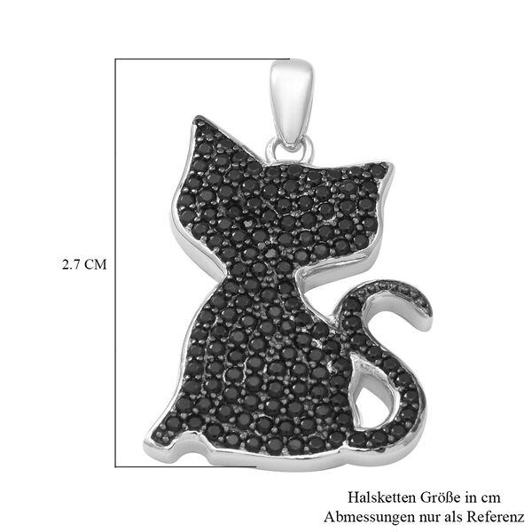 Schwarzer Spinell Katze Anh&auml;nger 925 Silber rhodiniert ca. 1,33 ct image number 3