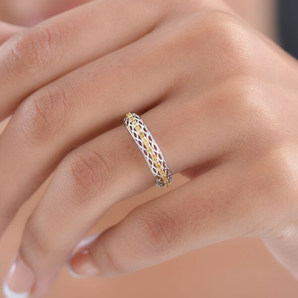 D'Joy gelber Diamant Ring, 925 Silber rhodiniert - 0,15 ct. image number 3