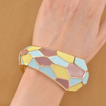 Emaille-Armreif im Facetten-Design, ca. 18 cm, Beige