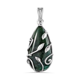 Grüner Aventurin Anhänger 925 Silber rhodiniert ca. 21,47 ct.