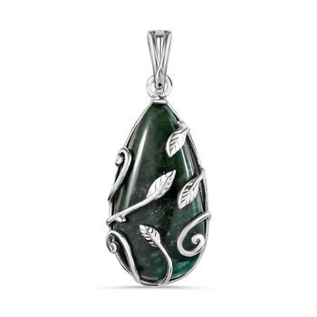 Gr&uuml;ner Aventurin Anh&auml;nger 925 Silber rhodiniert ca. 21,47 ct.