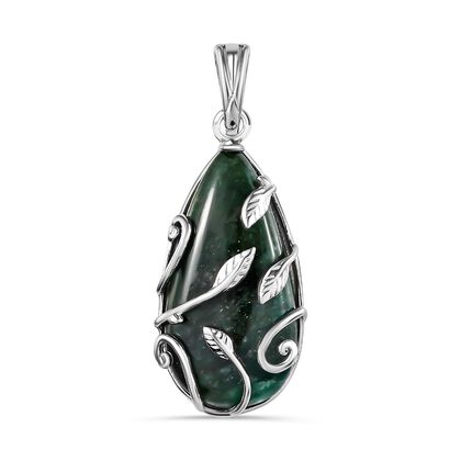 Gr&uuml;ner Aventurin Anh&auml;nger 925 Silber rhodiniert ca. 21,47 ct.