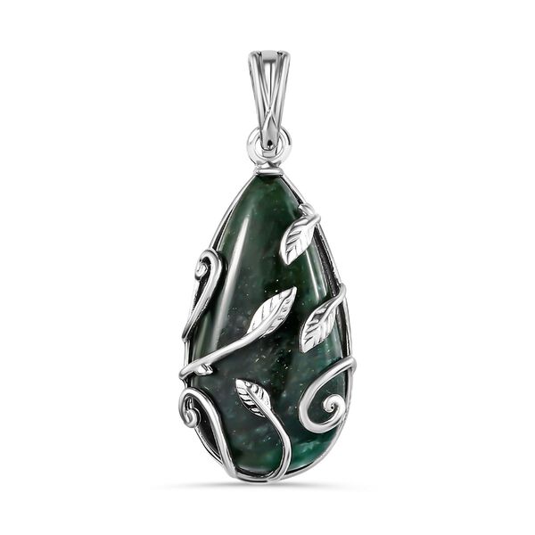 Gr&uuml;ner Aventurin Anh&auml;nger 925 Silber rhodiniert ca. 21,47 ct.