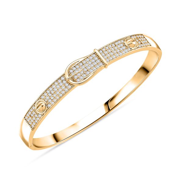 Wei&szlig;er Zirkonia Armreif ca. 19 cm Nickelfreies Messing goldfarben image number 4