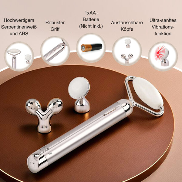 Serpentinenweiß Gesichtsroller-Massagegerät mit Doppelkopf 2 Kugeln zur Hautstraffung und -festigung image number 3