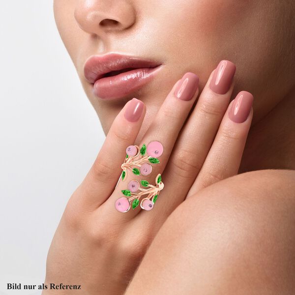 Rosenquarz und rosa Kristall-Ring, reines Messing (Größe 16.50) image number 3