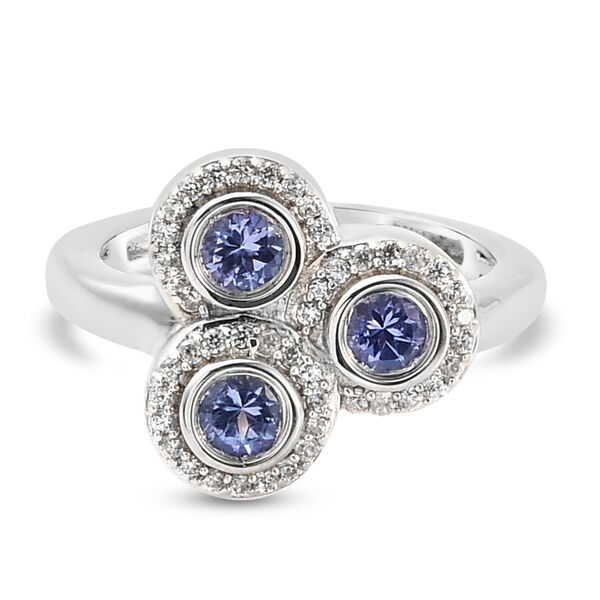 Tansanit und Zirkon-Ring, 925 Silber platiniert  ca. 0,86 ct image number 6