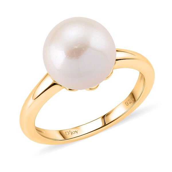 D'Joy wei&szlig;e Edison Perle Ring, 925 Silber vergoldet image number 4