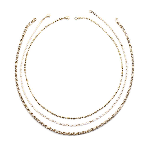 3er-Set Halskette ca. 50 cm Edelstahl vergoldet