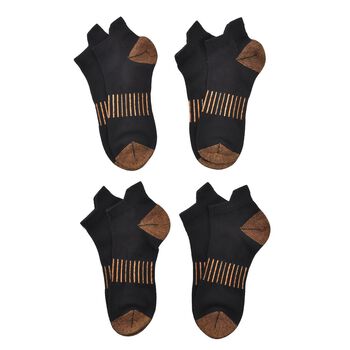 4er-Set Kupferfaser-Kompressions-Strumpfe, Antibakteriell und Anti-Geruch, S/M (36-40), Schwarz und braun