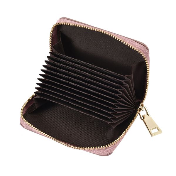 Rautenf&ouml;rmig gesteppte Brieftasche aus 100% echtem Leder, 10x2x9cm, rosa image number 4