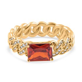Roter Zirkonia, weißer Zirkonia Ring, Reines Messing (Größe 16.00) ca. 0.30 ct