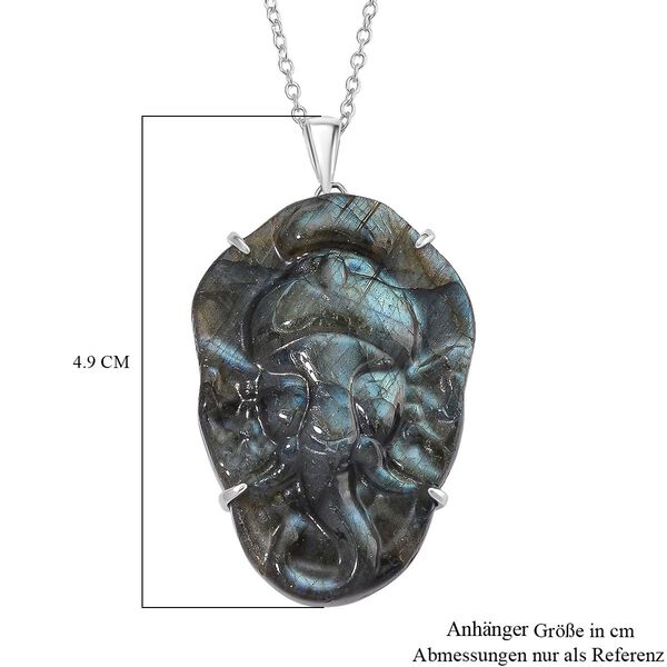 Labradorit  Anh&auml;nger mit Kette ca. 50cm, 925 Silber rhodiniert ca. 55.00 ct image number 6