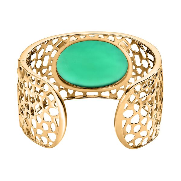 Grüner Onyx Armreif, ca. 19 cm, vergoldet, ca. 66.06 ct image number 5