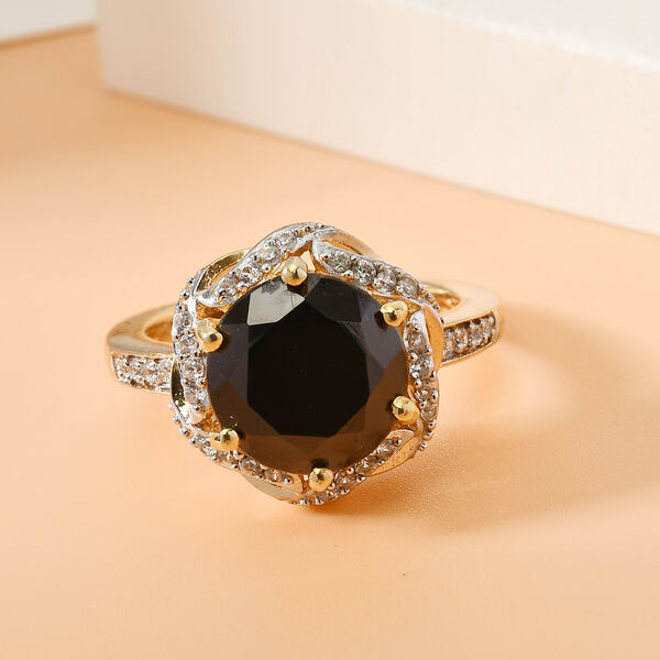 Shungit und Zirkon Ring 925 Silber vergoldet  ca. 2,76 ct image number 2