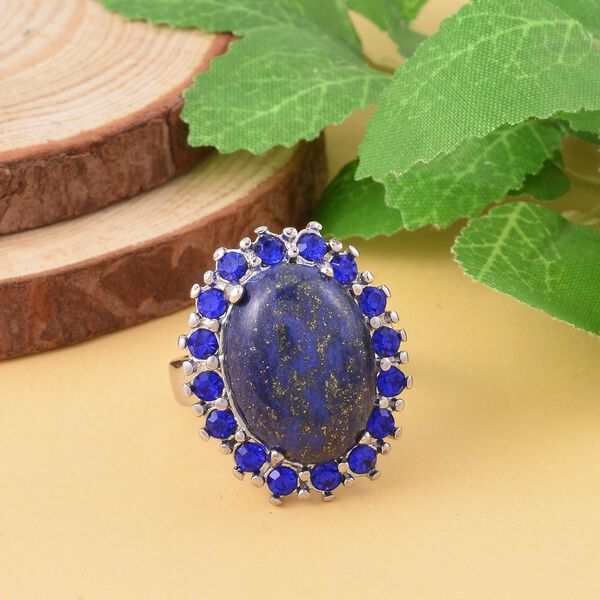 Lapislazuli, Blauer Kristall Ring, 316L Edelstahl, (Größe 16.00), ca. 5.00 ct image number 2