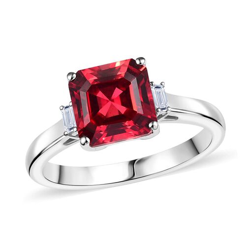 AAA Lab Grown Padparadscha Saphir, Lab Grown Diamant Ring 417 Gold (Größe 17.00) ca. 3,20 ct image number 0