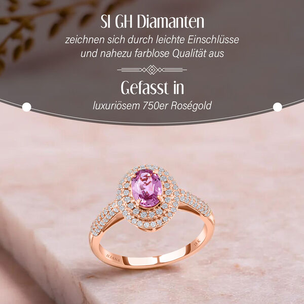 ILIANA AAA Rosa Saphir und SI GH Diamant Ring in 750 Ros&eacute;gold - 1,40 ct.&nbsp; image number 2