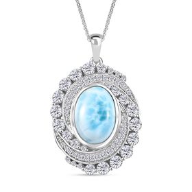 D'Joy Larimar, Weißer Zirkon Schmuckset ca. 45 cm 925 Silber rhodiniert ca. 10,59 ct.