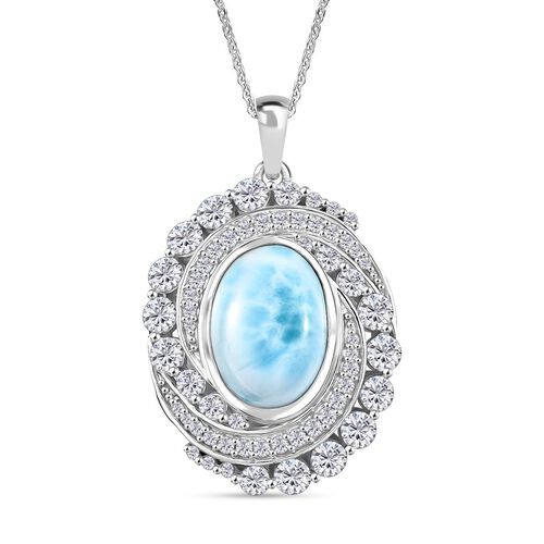 D'Joy Larimar, Weißer Zirkon Schmuckset ca. 45 cm 925 Silber rhodiniert ca. 10,59 ct. image number 0