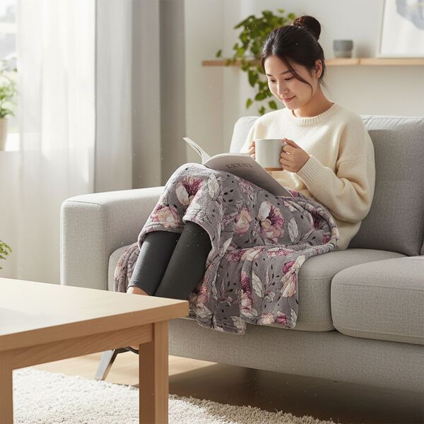 "Printed flannel blanket 155gsm Colour-Brown & White" image number 3