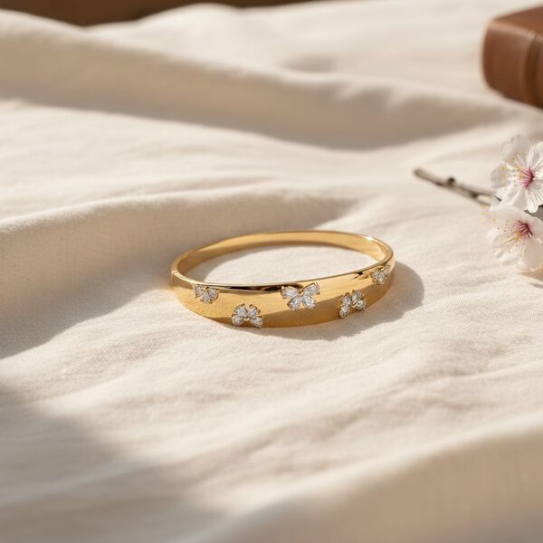 Weißer Zirkonia Armreif ca. 19 cm Nickelfreies Messing Standard image number 1