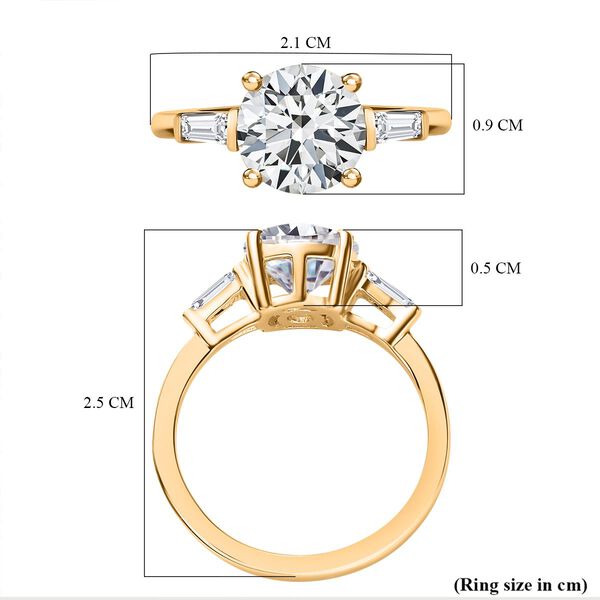Moissanit Ring, 925 Silber 750 Gelbgold Vermeil - 1,88 ct. image number 7