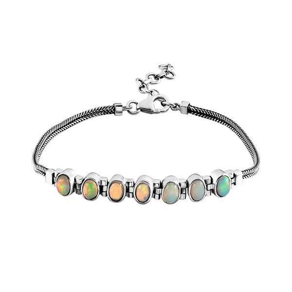 Nat&uuml;rliches, &auml;thiopisches Welo Opal Armband, ca. 19 cm, 925 Silber ca. 2.73 ct