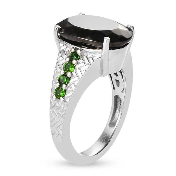 Elite Shungit und Natürlicher Chromdiopsid Ring 925 Silber platiniert  ca. 3,97 ct image number 5