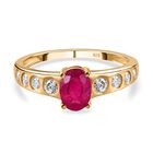 Afrikanischer Rubin (Fissure gefüllt) und Moissanit Ring, 925 Silber vergoldet (Größe 21.00) ca. 1.52 ct