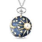 Strada - Taschenuhr im Sonne und Mond Design, japanisches Uhrwerk, silberfarben