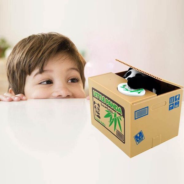 M&uuml;nzstehlende Panda Spardose, Gr&ouml;&szlig;e 12x10x9 cm, 2xAA (Batterien nicht inkl.) image number 2