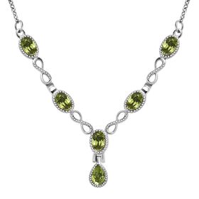 Natürliche Peridot Halskette, ca. 45 cm Edelstahl ca. 2.80 ct